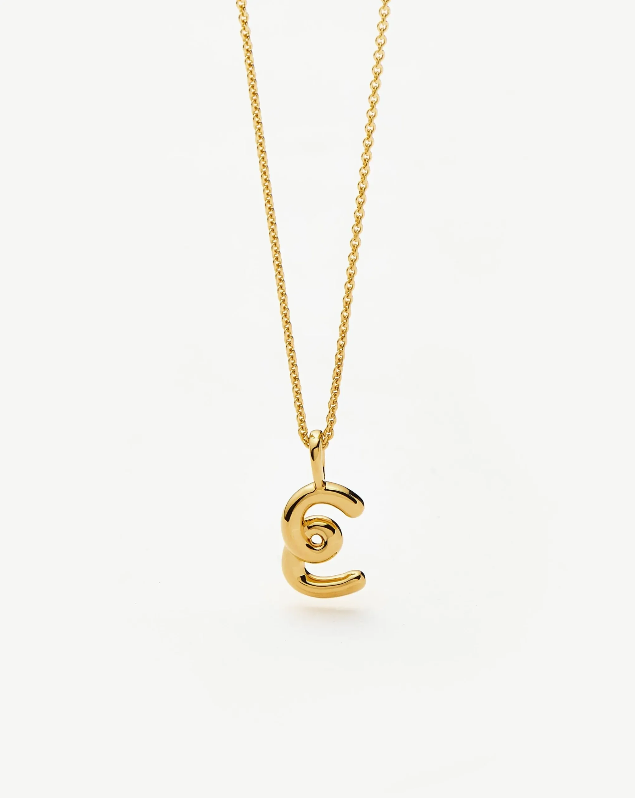 Curly Molten Mini Initial Necklace - E