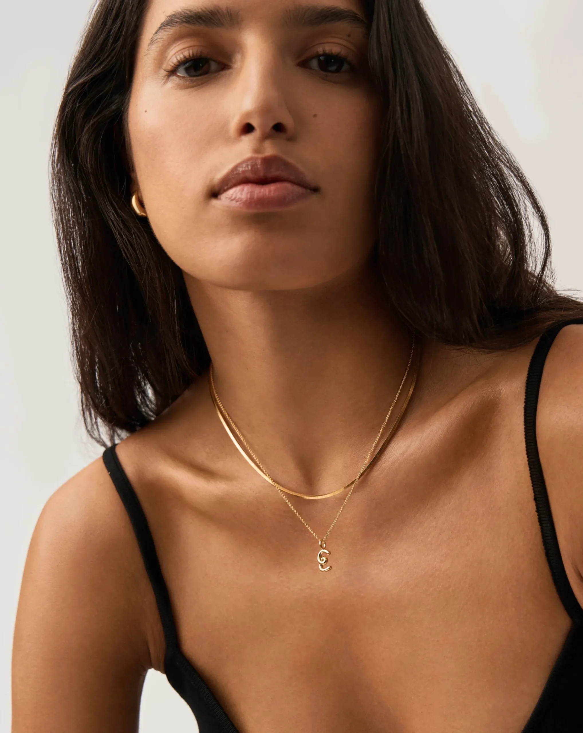 Curly Molten Mini Initial Necklace - E