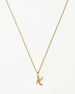Curly Molten Mini Initial Necklace - K