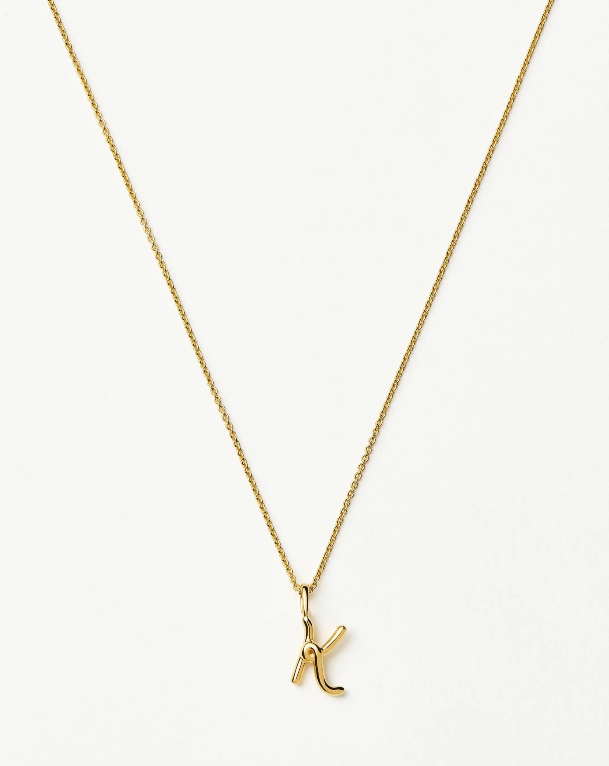 Curly Molten Mini Initial Necklace - K