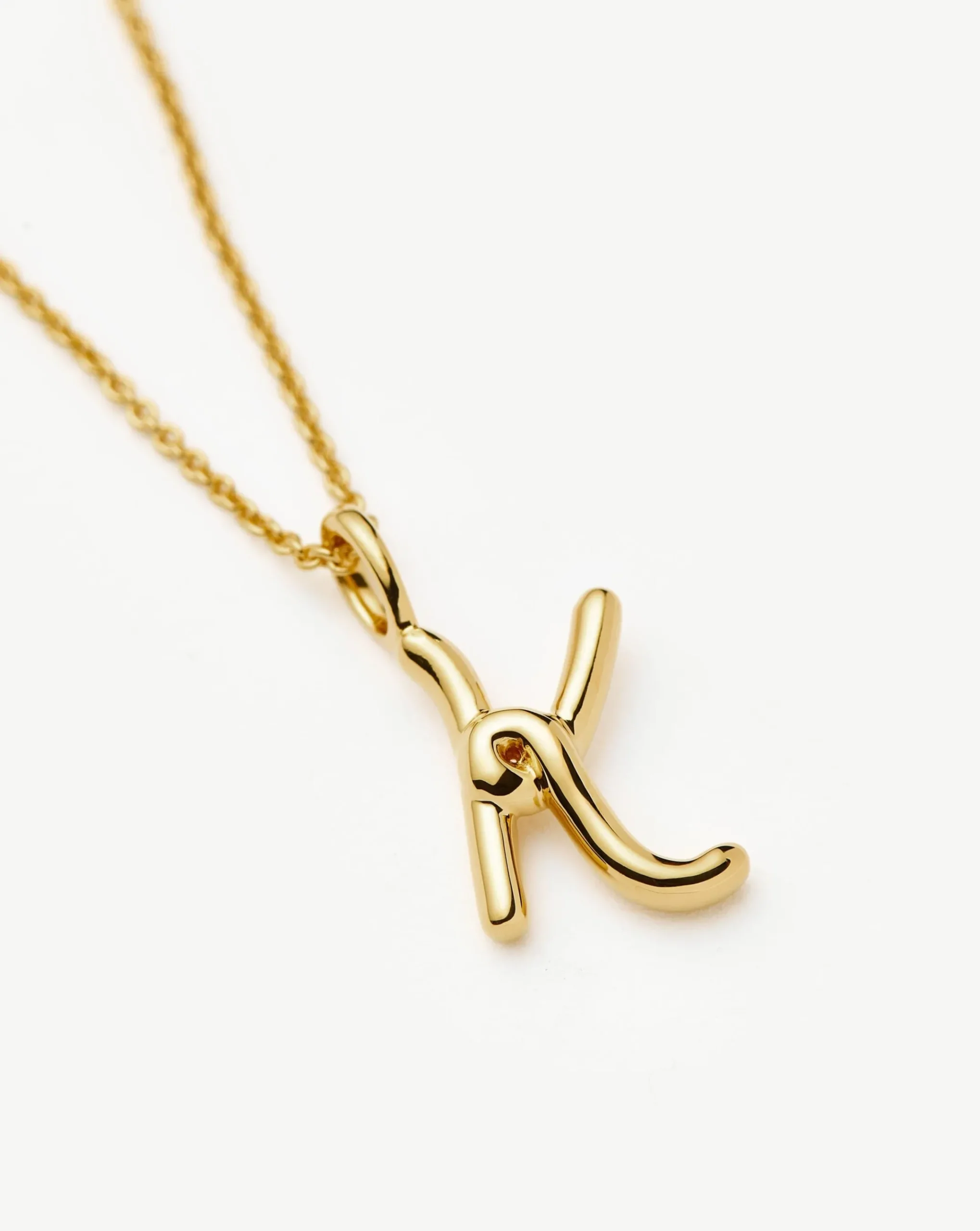 Curly Molten Mini Initial Necklace - K