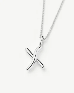 Curly Molten Mini Initial Necklace - X