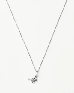 Curly Molten Mini Initial Necklace - W