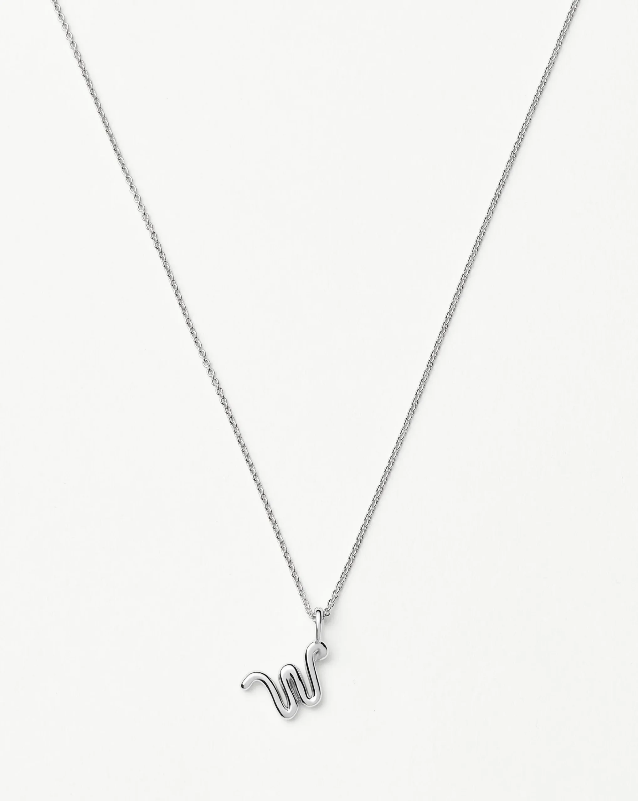 Curly Molten Mini Initial Necklace - W