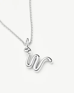 Curly Molten Mini Initial Necklace - W