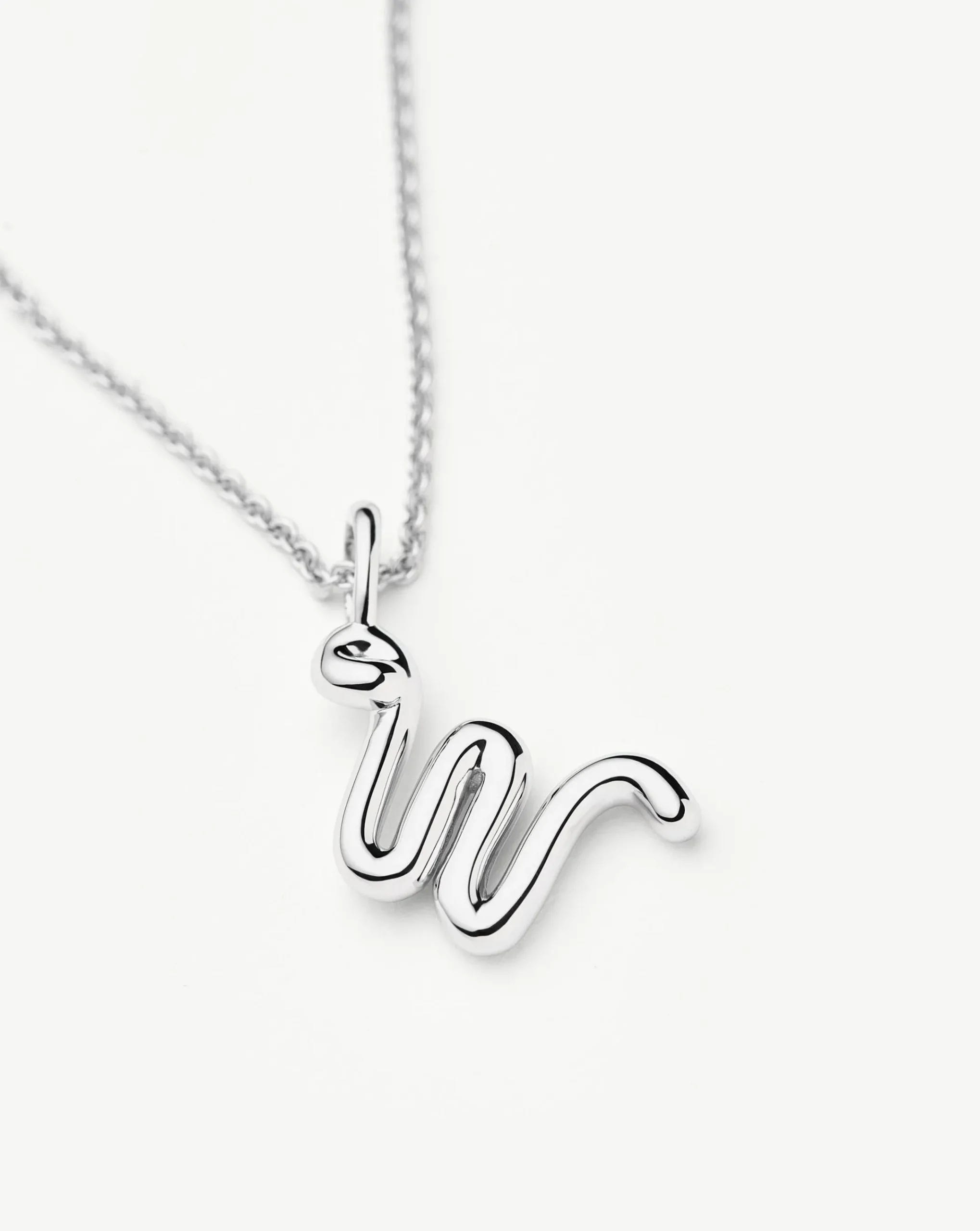 Curly Molten Mini Initial Necklace - W