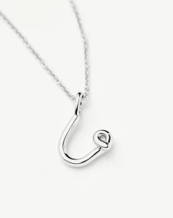 Curly Molten Mini Initial Necklace - U