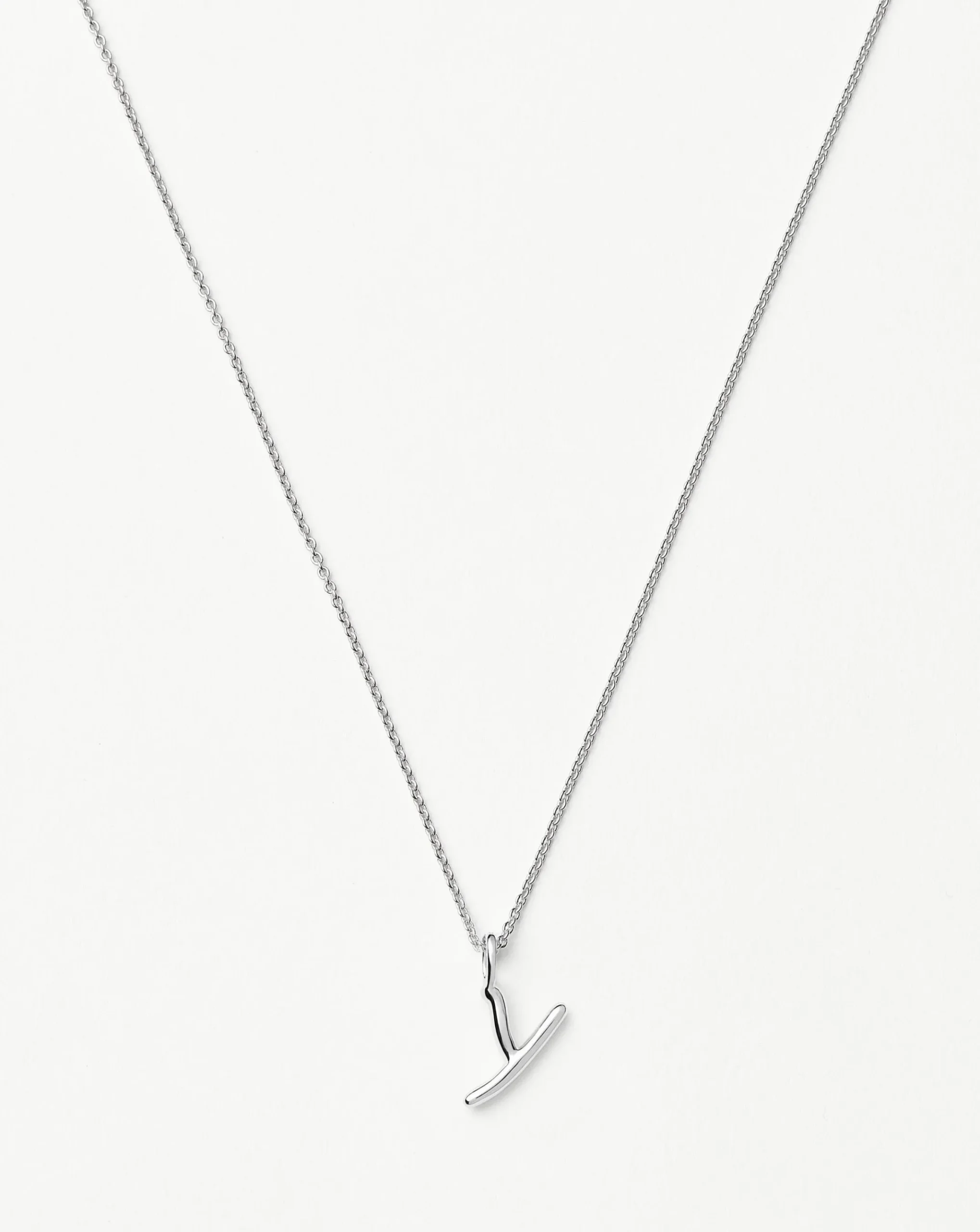 Curly Molten Mini Initial Necklace - Y