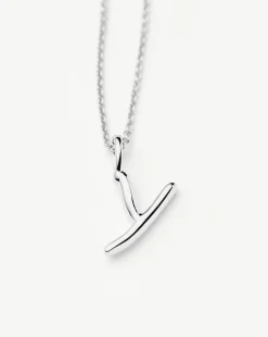 Curly Molten Mini Initial Necklace - Y