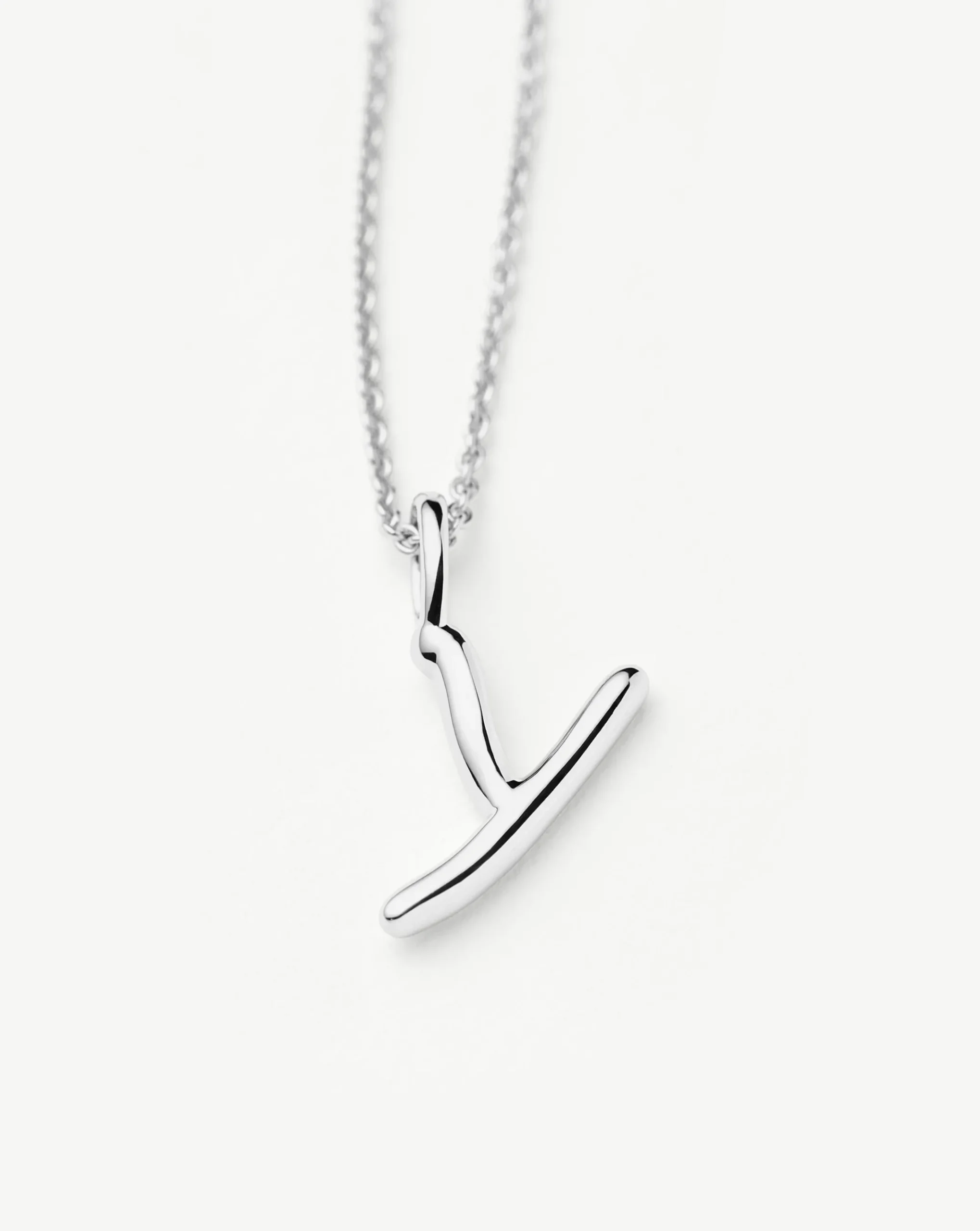 Curly Molten Mini Initial Necklace - Y