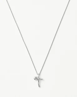 Curly Molten Mini Initial Necklace - T