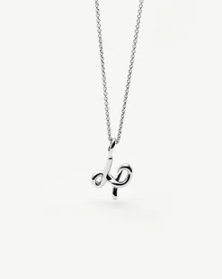 Curly Molten Mini Initial Necklace - H