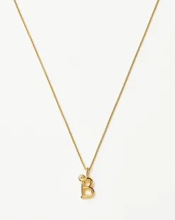 Curly Molten Mini Initial Necklace - B