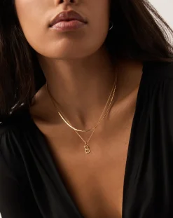 Curly Molten Mini Initial Necklace - B