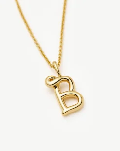 Curly Molten Mini Initial Necklace - B