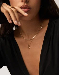 Curly Molten Mini Initial Necklace - B