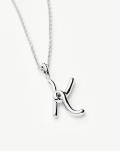 Curly Molten Mini Initial Necklace - K