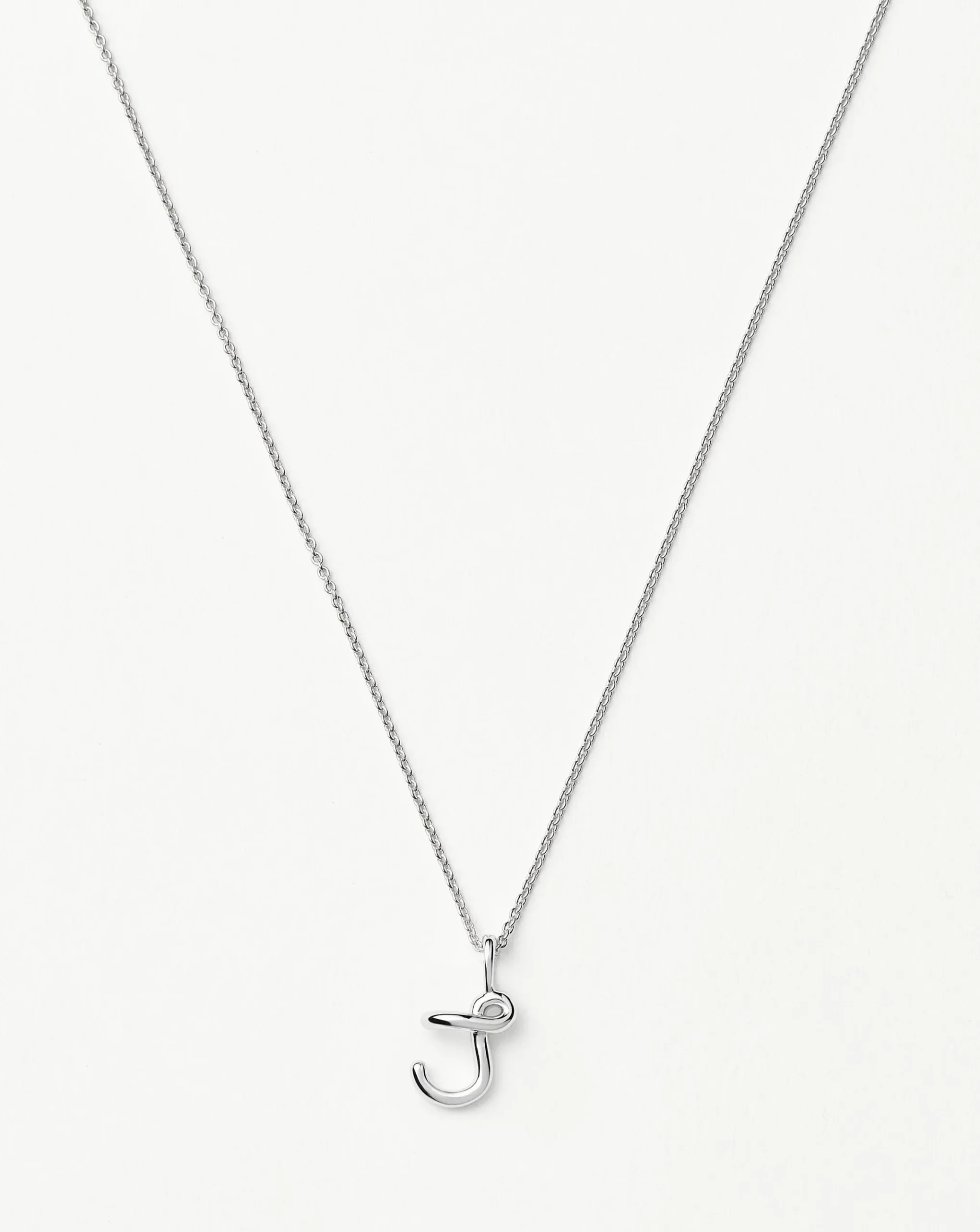 Curly Molten Mini Initial Necklace - J