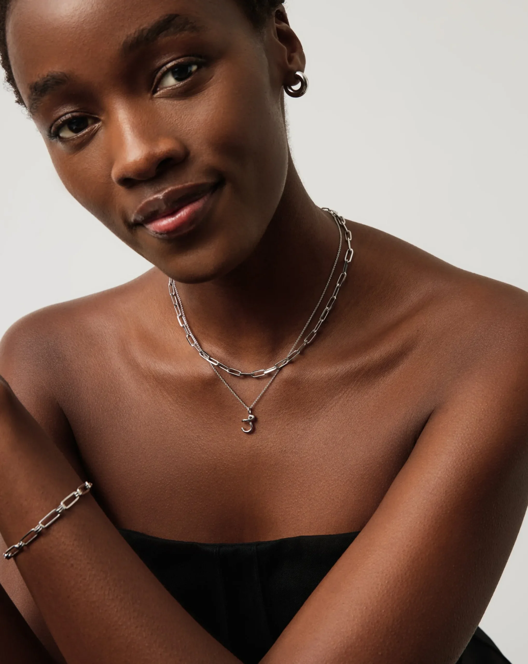 Curly Molten Mini Initial Necklace - J
