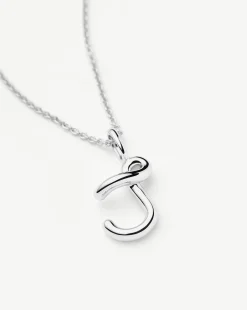 Curly Molten Mini Initial Necklace - J
