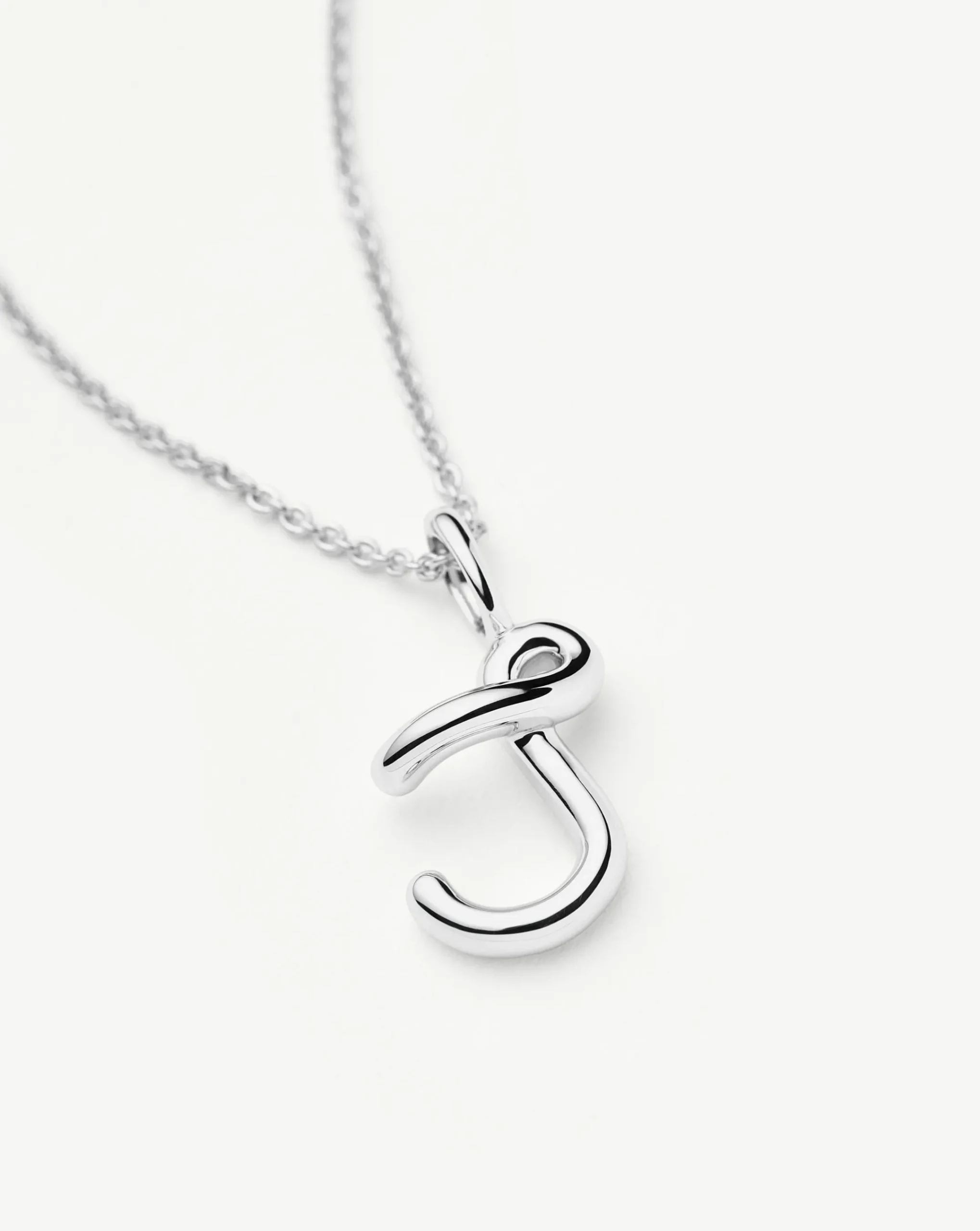 Curly Molten Mini Initial Necklace - J