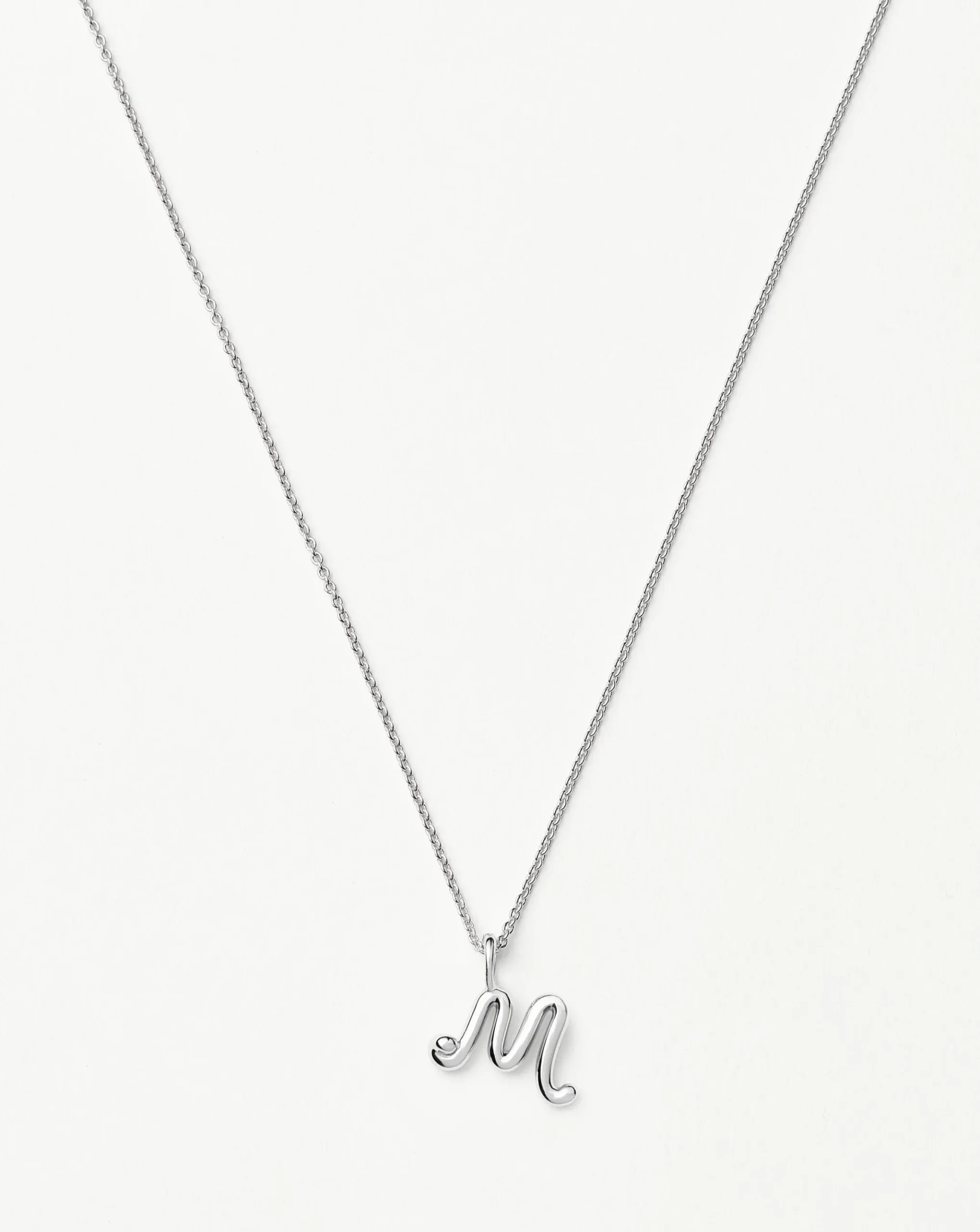 Curly Molten Mini Initial Necklace - M