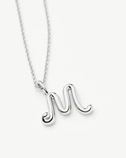 Curly Molten Mini Initial Necklace - M