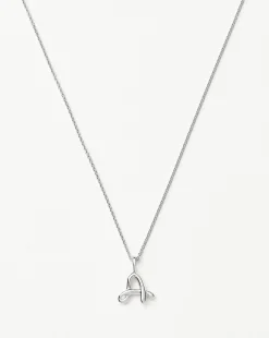 Curly Molten Mini Initial Necklace - A