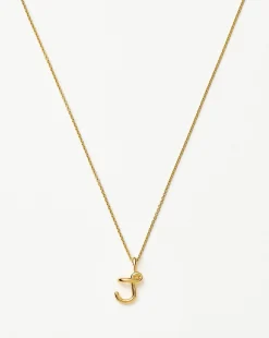 Curly Molten Mini Initial Necklace - J