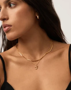Curly Molten Mini Initial Necklace - J