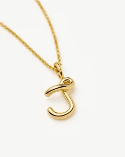 Curly Molten Mini Initial Necklace - J