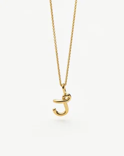 Curly Molten Mini Initial Necklace - J