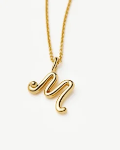 Curly Molten Mini Initial Necklace - M