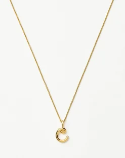 Curly Molten Mini Initial Necklace - C