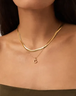 Curly Molten Mini Initial Necklace - C