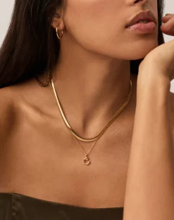 Curly Molten Mini Initial Necklace - C