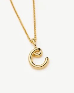Curly Molten Mini Initial Necklace - C