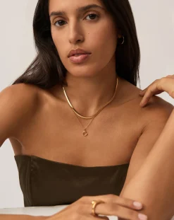 Curly Molten Mini Initial Necklace - C