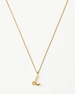 Curly Molten Mini Initial Necklace - L