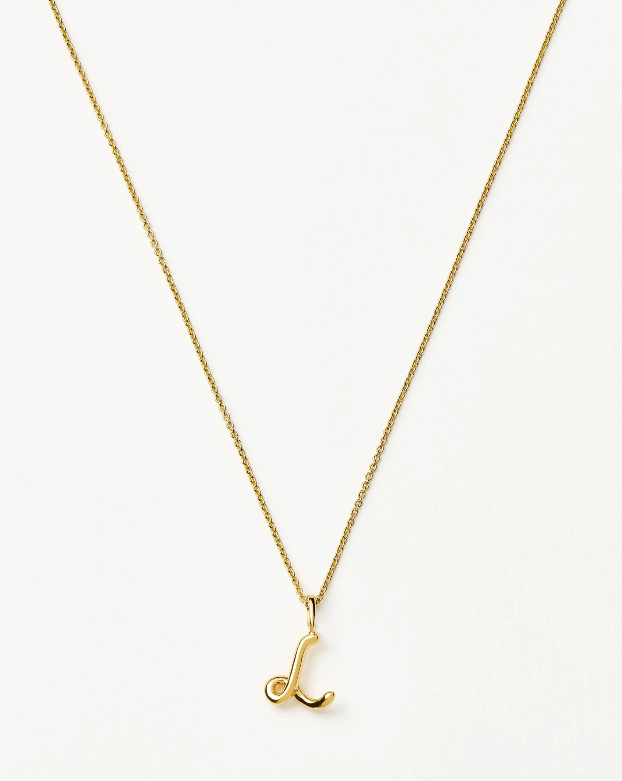 Curly Molten Mini Initial Necklace - L