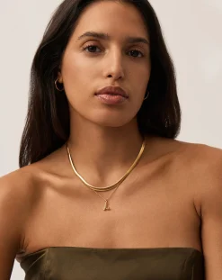 Curly Molten Mini Initial Necklace - L