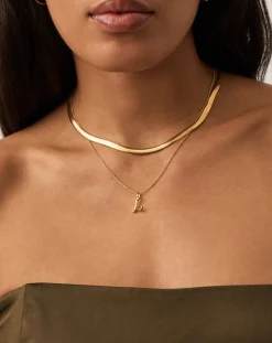 Curly Molten Mini Initial Necklace - L
