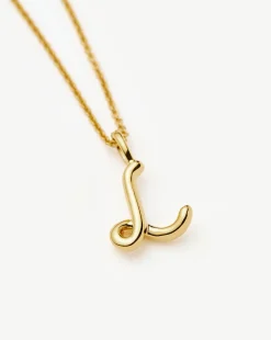 Curly Molten Mini Initial Necklace - L