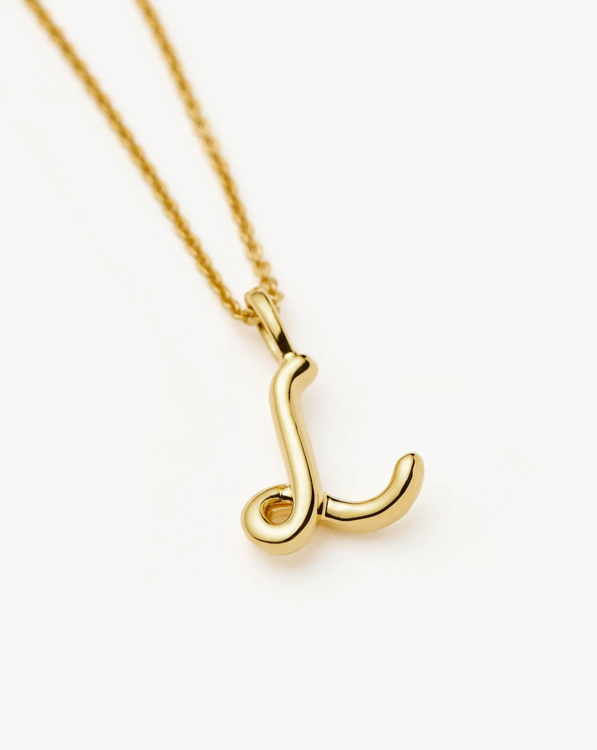 Curly Molten Mini Initial Necklace - L