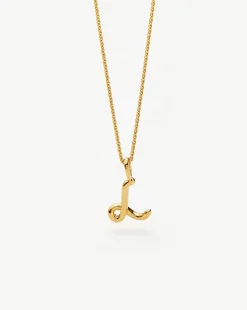 Curly Molten Mini Initial Necklace - L