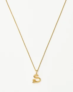 Curly Molten Mini Initial Necklace - S