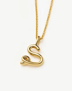 Curly Molten Mini Initial Necklace - S