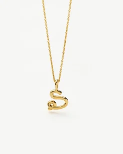 Curly Molten Mini Initial Necklace - S