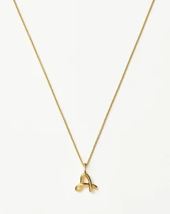 Curly Molten Mini Initial Necklace - A