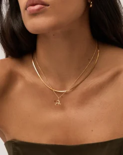 Curly Molten Mini Initial Necklace - A